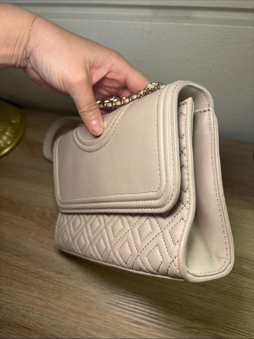Tory Burch Quilted Shoulder Bag in Light Blush-USED AS IS